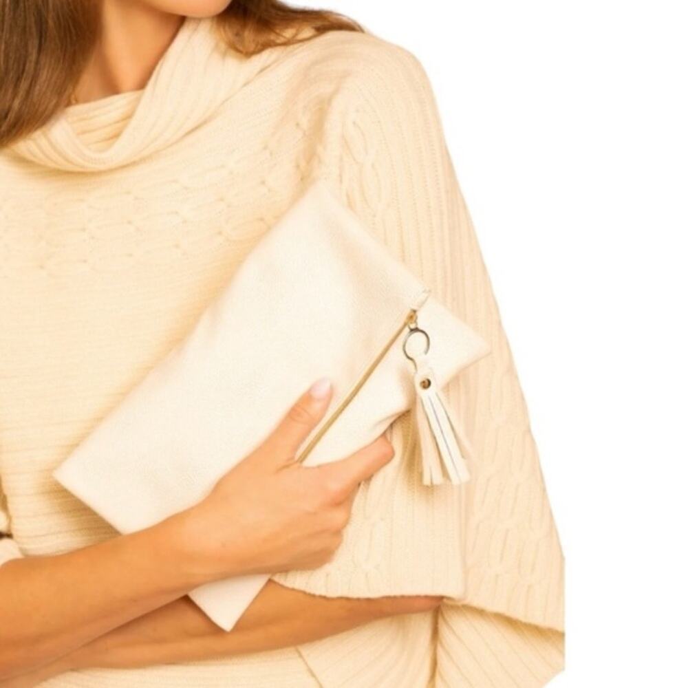 Rachel Miriam Vegan Pebble Clutch Faux Leather Foldover Bag - Picture 7 of 7